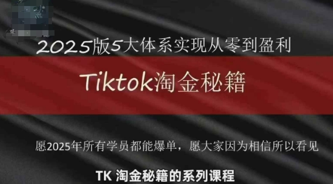 TikTok跨境2025淘金秘籍,2025TikTok从0到盈利变现-创客副业