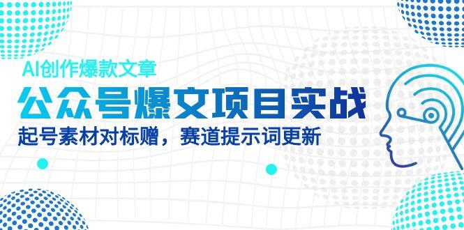 公众号爆文项目实战,AI创作爆款文章,起号素材对标赠(附赛道AI提示词-创客副业