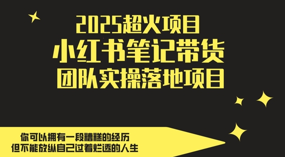 2025超火项目,副业最佳选择,小红书笔记带货团队实操落地项目,,轻松日入5张-创客副业