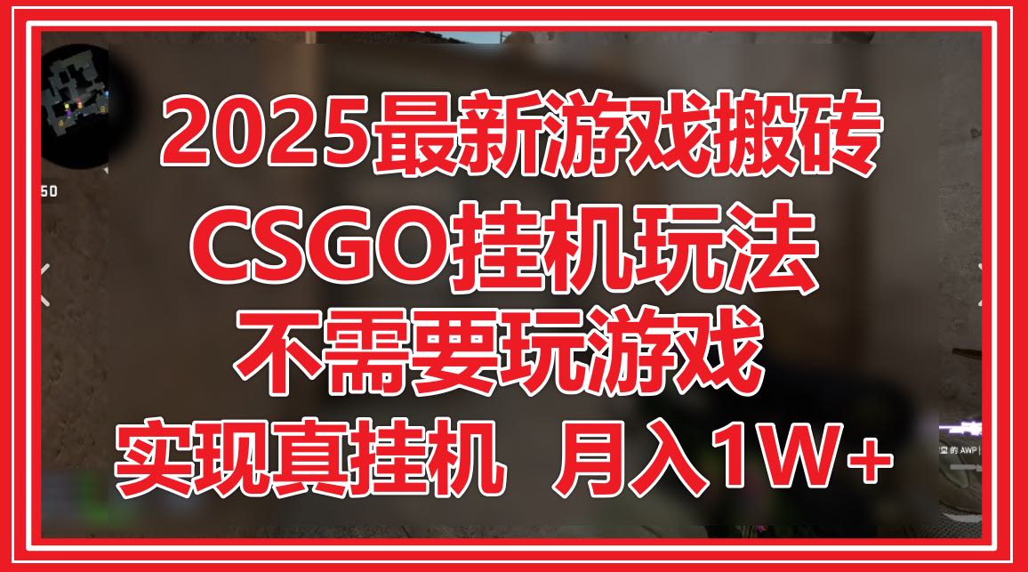 2025最新游戏搬砖，CSGO挂机，不需要玩游戏，实现真挂机，月入1W+-创客副业