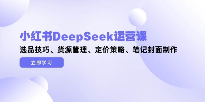 小红书DeepSeek运营课,选品技巧、货源管理、定价策略、笔记封面制作-创客副业