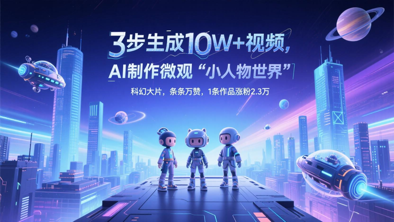 三步生成10W+视频，AI制作微观“小人物世界”科幻大片，条条万赞，1条作品涨粉2.3万-创客副业