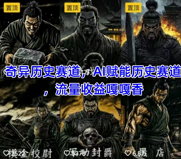 抖音奇异历史赛道,AI赋能历史赛道,流量收益嘎嘎香,狂撸伙伴计划-创客副业