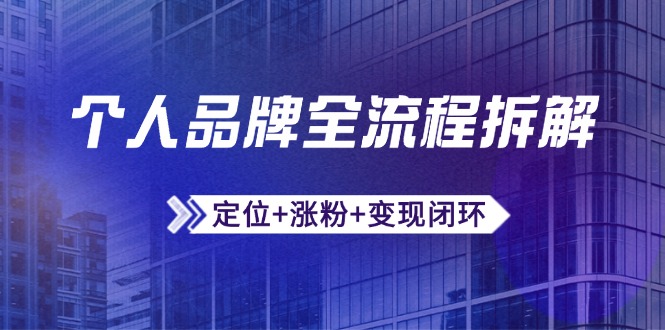 个人品牌全流程拆解：定位+涨粉+变现闭环，微信生态运营与资源整合-创客副业