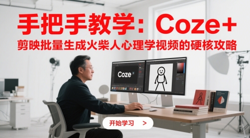 手把手教学:Coze + 剪映批量生成火柴人心理学视频的硬核攻略-创客副业