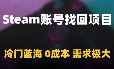 Steam账号找回项目，冷门蓝海，0成本，需求极大-创客副业
