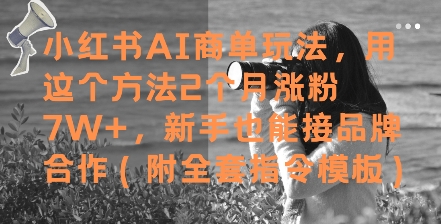 小红书AI商单玩法,用这个方法2个月涨粉7W+,新手也能接品牌合作(附全套指令模板)-创客副业