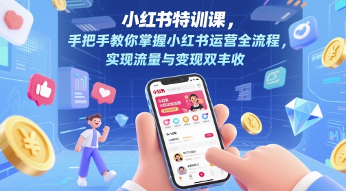 小红书特训课，手把手教你掌握小红书运营全流程，实现流量与变现双丰收-创客副业