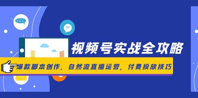 视频号实战全攻略，爆款脚本创作，自然流直播运营，付费投放技巧-创客副业