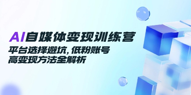 AI自媒体变现训练营，平台选择避坑，低粉账号高变现方法全解析-创客副业
