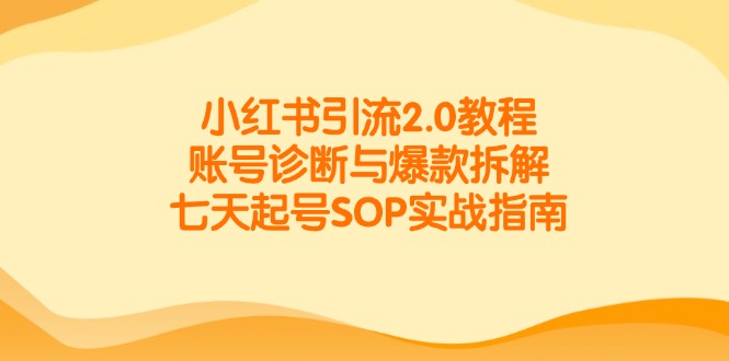 小红书引流2.0教程,账号诊断与爆款拆解,七天起号SOP实战指南-创客副业