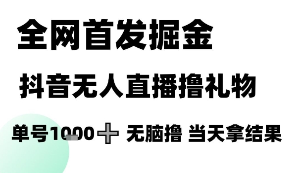 全网首发掘金抖音无人直播撸礼物,单号1k +无脑撸,当天拿结果【揭秘】-创客副业