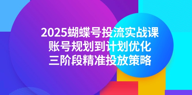 2025蝴蝶号投流实战课,账号规划到计划优化,三阶段精准投放策略-创客副业