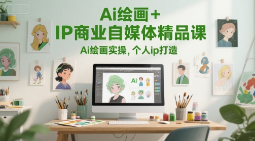 Ai绘画+IP商业自媒体精品课，Ai绘画实操，个人ip打造-创客副业