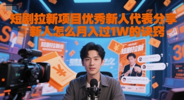 短剧拉新项目优秀新人代表分享新人怎么月入过1W的诀窍-创客副业