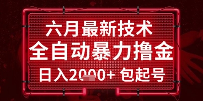 六月最新技术全自动暴力撸金,稳定日入2k+包起号,长期稳定【揭秘】-创客副业