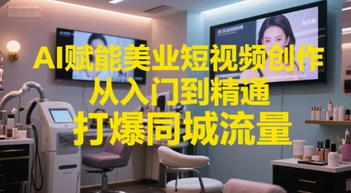 AI赋能美业短视频创作，从入门到精通，打爆同城流量，超级AI工具短视频实操落地-创客副业