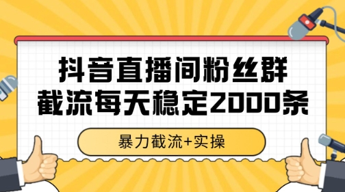 抖音直播间粉丝群暴力截流，一台电脑每天稳定2000条数据【揭秘】-创客副业