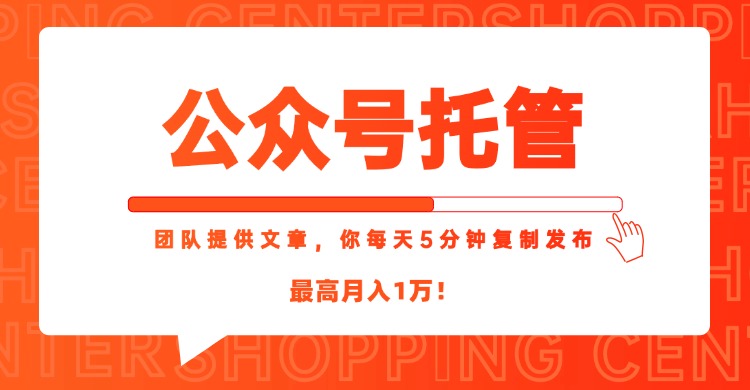 【公众号托管 】我提供文章,你每天5分钟复制发布,最高月入1W-创客副业