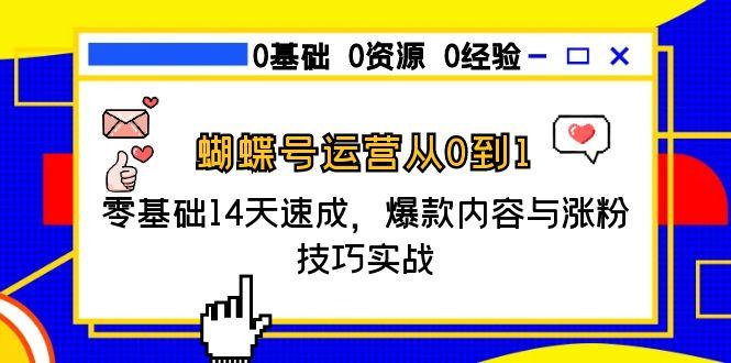 蝴蝶号运营从0到1，零基础14天速成，爆款内容与涨粉技巧实战-创客副业