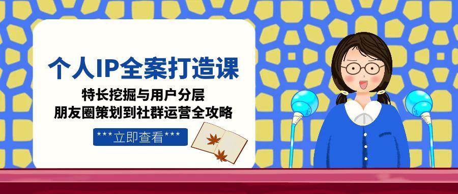 个人IP全案打造课,特长挖掘与用户分层,朋友圈策划到社群运营全攻略-创客副业