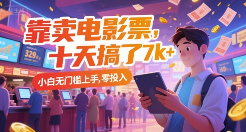 靠卖电影票,十天搞了7k+,小白无门槛上手,零投入【揭秘】-创客副业