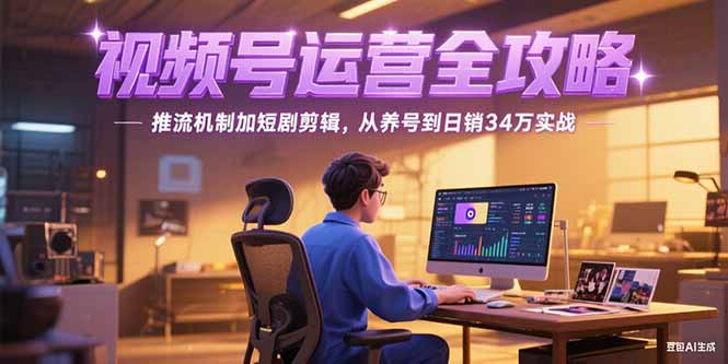 2025视频号运营全攻略，推流机制加短剧剪辑，从养号到日销34万实战-创客副业