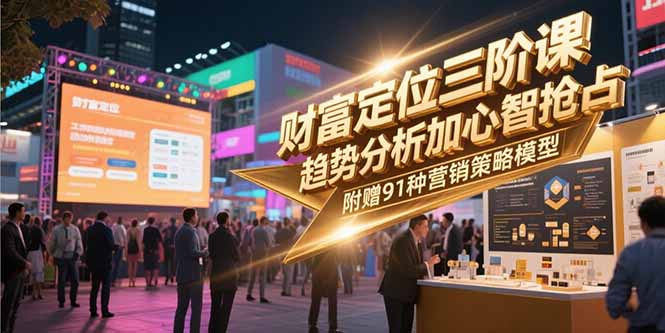 财富定位三阶课,趋势分析加心智抢占,附赠91种营销策略模型-创客副业
