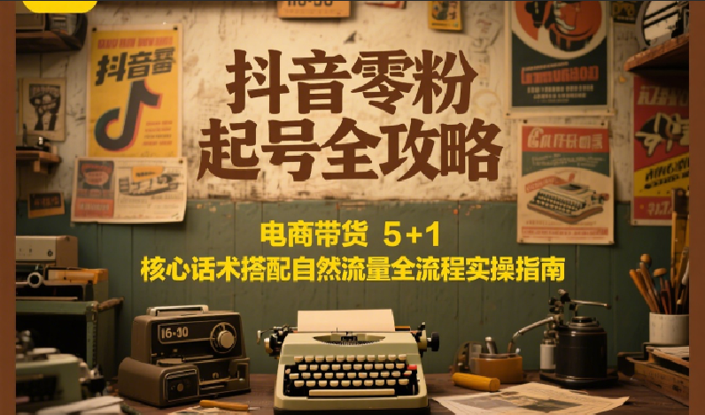 抖音零粉起号全攻略：电商带货 5+1 核心话术搭配自然流量全流程实操指南-创客副业