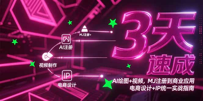 3天速成AI绘图+视频，MJ注册到商业应用，电商设计+IP统一实战指南-创客副业