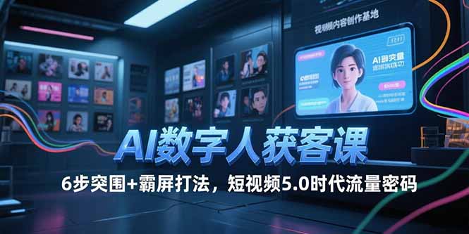 AI数字人获客课，6步突围+霸屏打法，短视频5.0时代流量密码-创客副业