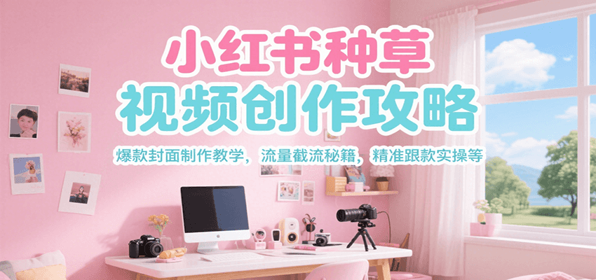 小红书种草视频创作攻略,爆款封面制作教学 ,流量截流秘籍 ,精准跟款实操等-创客副业