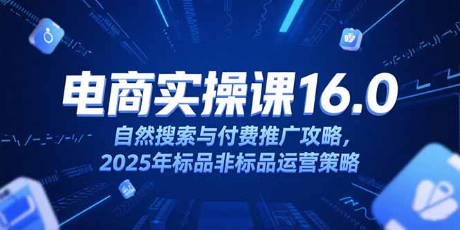 淘宝电商运营课16.0,自然搜索与付费推广攻略,2025年标品非标品运营策略-创客副业