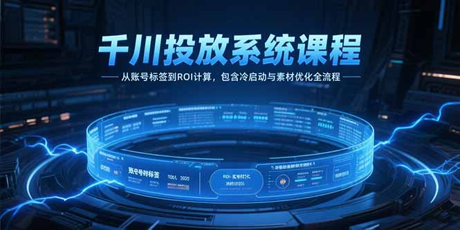 千川投放系统课程,从账号标签到ROI计算,包含冷启动与素材优化全流程-创客副业