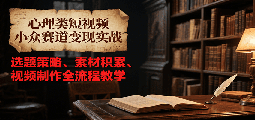 心理类短视频小众赛道变现实战，选题策略、素材积累、视频制作全流程教学-创客副业