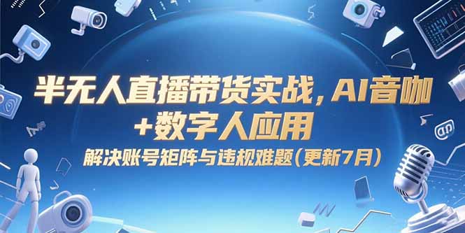半无人直播带货实战,AI音咖+数字人应用 解决账号矩阵与违规难题(更新7月-创客副业