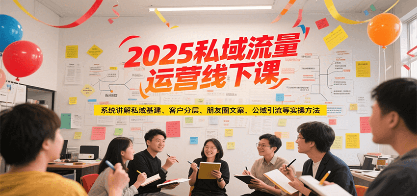 2025私域流量运营线下课，系统讲解私域基建/客户分层/朋友圈文案/公域引流等实操方法-创客副业