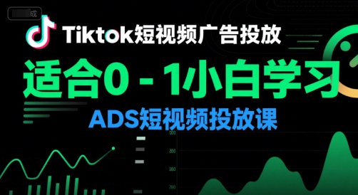 Tiktok短视频广告投放，适合0-1小白学习ADS短视频投放课-创客副业