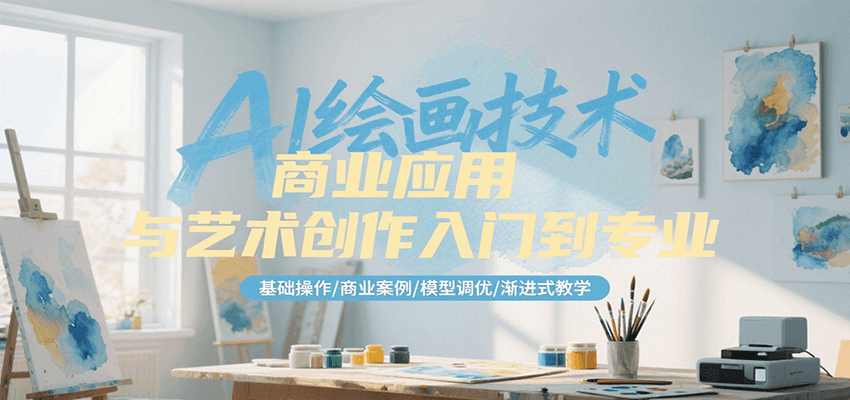 AI绘画技术商业应用与艺术创作入门到专业,基础操作/商业案例/模型调优/渐进式教学-创客副业