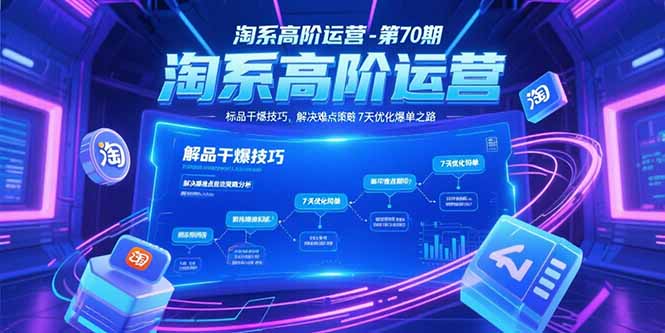 淘系高阶运营-第70期,标品干爆技巧,解决难点策略,大佬操盘方法-创客副业