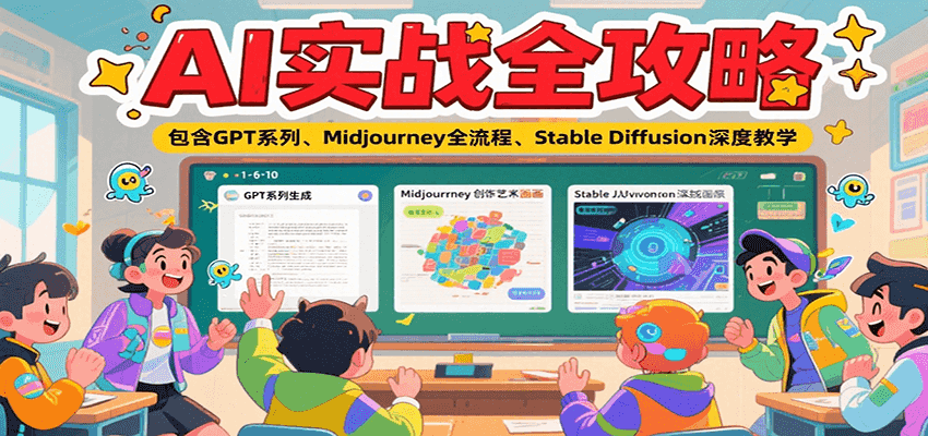 AI实战全攻略,包含GPT系列、Midjourney全流程、Stable Diffusion深度教学-创客副业