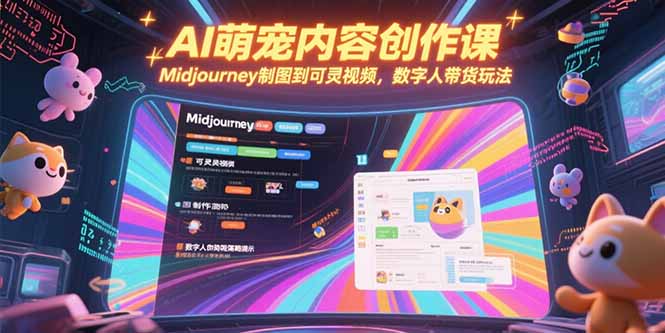 AI萌宠内容创作课，Midjourney制图到可灵视频，数字人带货玩法-创客副业