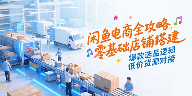 闲鱼电商全攻略，零基础店铺搭建，爆款选品逻辑，低价货源对接-创客副业