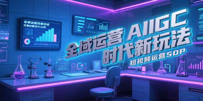 全域运营AIGC时代新玩法,文案封面设计公式,短视频运营SOP-创客副业