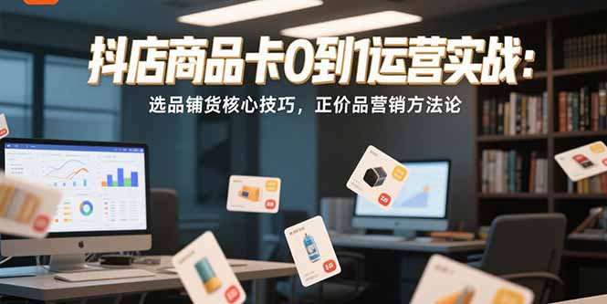 抖店商品卡0到1运营实战：选品铺货核心技巧，正价品营销方法论-创客副业