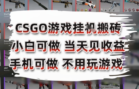 CSGO游戏挂G搬砖,小白纯手机即可操作,不用电脑打游戏,日入3张+,副业网创项目【揭秘】-创客副业