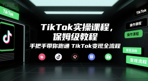 TikTok实操课程,保姆级教程,手把手带你跑通TikTok变现全流程-创客副业