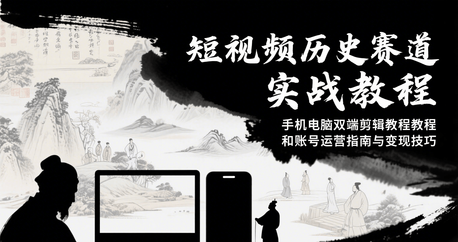 短视频历史赛道实战教程,手机电脑双端剪辑教程和账号运营指南与变现技巧-创客副业