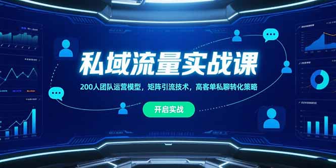 私域流量实战课，200人团队运营模型，矩阵引流技术，高客单私聊转化策略-创客副业