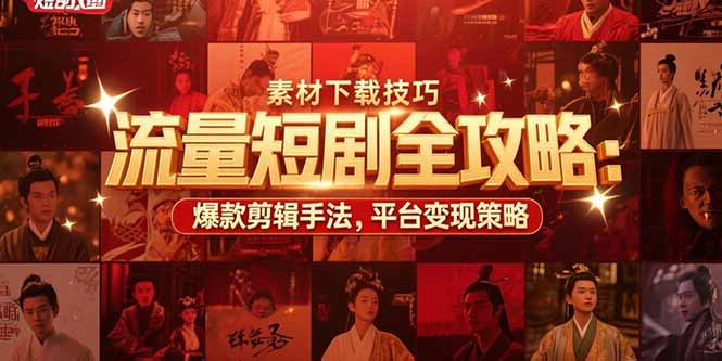 流量短剧全攻略:素材下载技巧,爆款剪辑手法,平台变现策略-创客副业